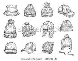 Stock Vector Doodle Caps Knitted Winter Hats Hand Drawn Warm Cap Vector Isolated Collection Hat For Winter Cap W Winter Hats Cap Drawing How To Draw Hands