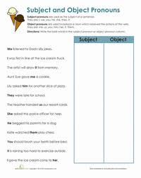 Subject And Object Pronouns Worksheet Education Com Object Pronouns Pronoun Worksheets Pronoun Activities