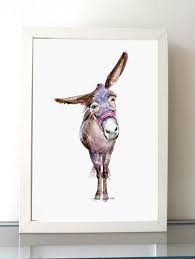 Donkey Art Donkey Watercolor Painting Giclee Print Farm Etsy Donkey Drawing Art Inspiration Animal Paintings