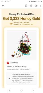 Here are a few potential reasons why you might not have received yours: Lego S H Honey Exclusive Offer 3333 Honey Gold 33 33 Worth 17 Off Legodeal