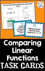 These Comparing Linear Functions Task Cards Are A Great 8th Grade Math Common Core In 2020 Middle School Math Resources Linear Function Maths Activities Middle School