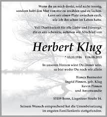 Traueranzeigen von Herbert Klug