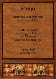Indian dinner party menu with sample menus. Indian Dinner Party Chic Party Ideas