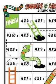 Snakes And Ladders Printable Multiplication Tables Game Etsy Multiplication Printable Math Games Math Board Games