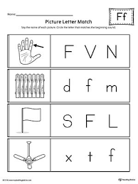 Picture Letter Match Letter F Worksheet Kindergarten Worksheets Letter Matching Picture Letters
