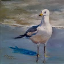 Norma Wilson Original Oil Seascape Seagull Bird Coastal Beach Shorebird Painting Art Seascape Paintings Coastal Painting Art Painting Gallery