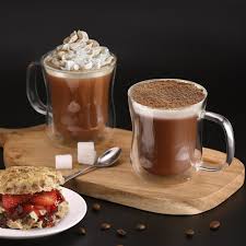 Ecooe Doppelwandige Latte Macchiato Glaser Set Thermoglas Trinkglaser Kaffeeglas 2 Teiliges 350ml Espresso C Kuchenzubehor Espressomaschine Cappuccino Tassen