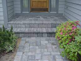 Here is what the front steps look like and how i have modeled this side stoop / step. Paver Stoop Hardscape Home Landscaping Concrete Pavers