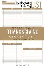 Grocery list with christmas santa hat. Thanksgiving Planning Grocery List Sweet Lane Events