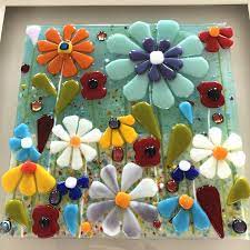 Fused Glass Flowers Art Fused Glass Cornish Fused Glass Fused Glass Cornwall Fused Glass Flowers Glass Flowers Fused Glass Artwork