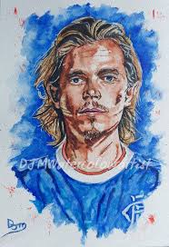 Todd Cantwell Midfielder for Rangers FC Watercolour Painting
