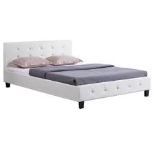 Lit boxspring de haute qualité. Idimex Lit Double Pour Adulte Josy Avec Sommier 140x190 Cm 2 Places Tete Et Pied De Lit Capitonnes Avec Strass En Synthetique Blanc Cadres De Lit Rue Du Commerce