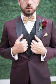 Black And Maroon Tuxedo Pink And Purple Modern Warehouse Wedding Ideas Maroon Wedding Wedding Tux Maroon Suit
