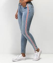 Almost Famous Side Stripe Light Wash Jeggings In 2019