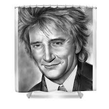 Rod Stewart Shower Curtain by Greg Joens