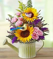 Birthday Flowers For Mom Images Country Roads Wherever They Re From This Bright And Beautiful Arrangement Bri Sunflower Arrangements Beautiful Flower Arrangements Spring Floral Arrangements