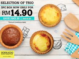 Try our easy hokkaido cheese fill each tart shell just under the rim of that tart shell with the custard cheese filling and brush the top with some egg yolk. Hokkaido Baked Cheese Tart 3pc Box Rm14 90 Save Rm3 Until 23 April 2017 Harga Runtuh Harga Runtuh Durian Runtuh