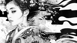 Geisha in scott rohl style coloring pages