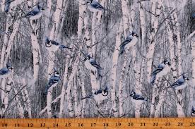 There are a few different methods of making a birch tree wedding. Cotton Winter Forest Woods Scene Bluejays Birds Snowy Birch Trees Cotton Fabric Print By The Yard Bird C7851 Blue