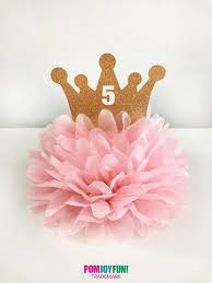 Crown Centerpiece Pom Tiara Glitter Centerpiece Princess Birthday Decoration Princess Birthday Decorations Princess Party Decorations Princess Decorations