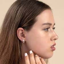 Cubic Zirconia Floral Stud Earrings for Women