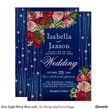 Star Light Navy Blue And Rose Wedding Invitation Zazzle Com Rose Wedding Invitations Starlight Wedding Rose Wedding