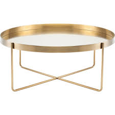 Nuevo Gaultier Oval Tray Style Coffee Table Gold Brushed Stainless Steel Gold Coffee Table Round Coffee Table Round Metal Coffee Table