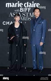 Busan, South Korea. 5th Oct, 2023. (L to R) Japanese actors Nene Tanaka and  Arata Iura, attends red carpet for the 12th BIFF with Marie Claire Asia  Star Awards at Haeundae Grand