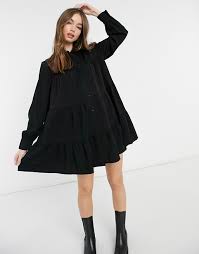 Robe par bershka pour vos affaires de jour col italien patte de boutonnage taille de cravate manches longues ourlet incurvé coupe régulière sélectionnez simplement votre taille habituelle. Bershka Robe Chemise Babydoll Noir Saluscampusdemadrid