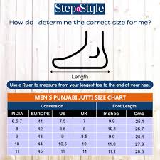 Take A Look At Size Chart Of All The Mens Punjabi Jutti