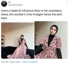Buy 2 or more and save on shipping! Here S A Hijabi Ig Influencer Noor W Her Strawberry Dress She Wanted It Ro Be Lil Edgier Hence The Dark Base Strawberry Dress Know Your Meme