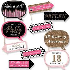 18th Birthday Photo Booth Props Printable Funny Chic 18th Birthday Pink Black And Gold Photo Booth Props Birthday Party Photo Photo Booth Props Birthday Birthday Photo Booths 18th Birthday Party