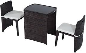 Amazon Com Outsunny 3 Piece Outdoor Patio Rattan Wicker Table And Chair Nesting Furniture Set Garden O In 2020 Outdoor Bistro Set Wicker Table And Chairs Furniture