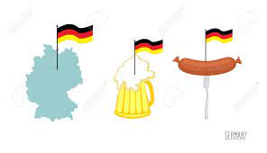 Symbole de l'allemagne divisée, théâtre de la guerre froide et de la réunification. Set Icones De Symbole Allemand Carte Et Drapeau Allemand Biere Et Saucisse Grillee Fait En Allemagne Vector Illustration Clip Art Libres De Droits Vecteurs Et Illustration Image 41982769