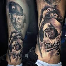 Tattoo artist jose guijosa's dodgers bobble head collection at killer tattoos in montclair, ca the support for the dodgers runs in the family. 60 Los Angeles Dodgers Tattoos Fur Manner Baseball Ink Ideen Mann Stil Tattoo Los Angeles Dodgers Tattoo Dodgers Los Angeles Dodgers