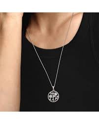The beautiful tree of life on the medallion blooms with sparkling stones; Pandora Sparkling Family Tree Necklace In Metallic Lyst