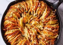 Stunning Two Potato Gratin Recipe Potato Side Dishes Recipe Potato Recipes Side Dishes Potato Gratin Gratin Recipe