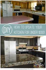 Kitchen Update On A Budget Countertop Paint That Looks Like Natural Store And A One Day Cabinet Makeover Diy K Diy Kitchen Kitchen Renovation Updated Kitchen