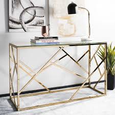 Safavieh Namiko Modern Console Table Lowes Com In 2020 Brass Console Table Contemporary Console Table Glass Console Table