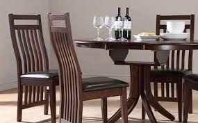 Hudson Round Extending Dark Wood Dining Table And 4 Java Chairs Set Dark Wood Dining Table Wooden Dining Chairs Wood Dining Table