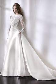 Dress Wedding Satin Embellished Elegant Long Sleeves Wedding Dresses With V B Elegant Long Sleeve Wedding Dresses Classy Wedding Dress Wedding Dress Sleeves