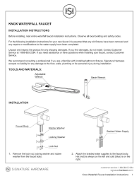 How to install a faucet: Knox Waterfall Faucet Installation Instructions Manualzz