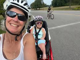 Aussie dog loves bike cart ride