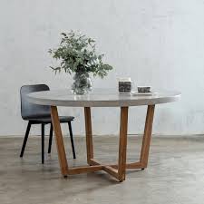 25 t set of 2 granite top side table round solid stone top solid teak wood. Aria Concrete Granite Top Dining Table Round Zinc Ash 180cm Living By Design