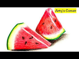 Realistic Watermelon How To Draw Watermelon Drawing Water Melon With Pencil Colour Fruit Drawing You Watermelon Drawing Fruits Drawing Fruit Art Drawings
