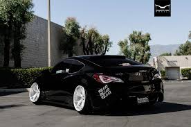 Mean black hyundai genesis coupe gets custom. Stanced Out Black Hyundai Genesis Coupe Featuring Chrome Concept One Wheels Carid Com Gallery