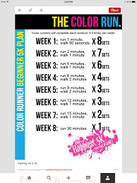 Doing The Color Run With Matt And Kyle I Wonder If I Can Get Them To Run This Schedule I Work Out Healthy Fitness 5k Training