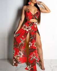 Lace Insert Print Cami Top Pleated Skirt Set Pin On Hawaii Outfits