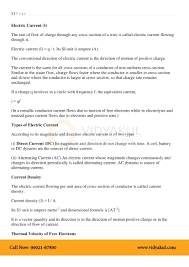 Current Electricity Class 12 Notes Vidyakul