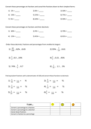 The corbettmaths practice questions on ordering fractions, decimals and percentages Percentages To Fractions Differentiated Worksheets Teaching Resources